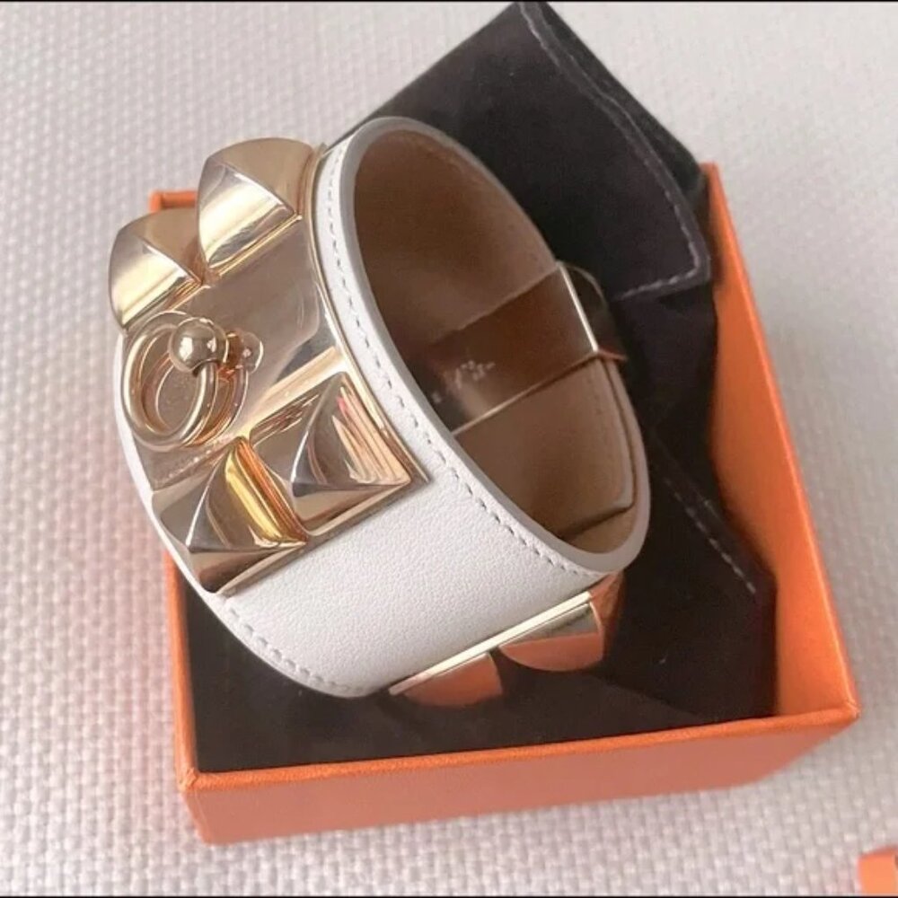 Hermès Craie RGHW Swift Leather CDC Collier de Chien Bracelet S